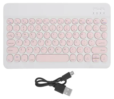 Obrázok produktu pre Bezdrôtová klávesnica Bluetooth, tablet, smartfón, počítačové príslušenstvo, okrúhly kryt, 25,4 cm, ružová