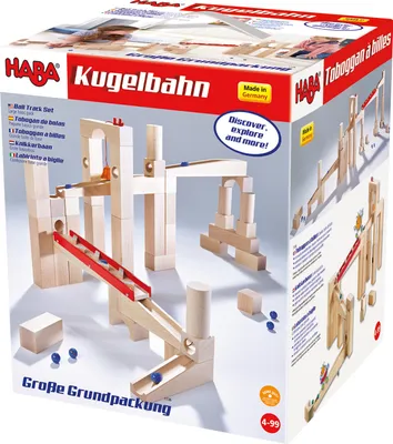 Produktbild von HABA Set Holz Murmeln Kullerbü und Erweiterungen Kugelbahn-Bausatz