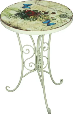 Produktbild von Beistelltisch 2er Set GARDA-120 in altweiß mit Motiv, B/H/T: ca. 38/53/38 cm