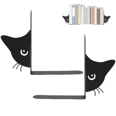 Produktbild von Katze Buchstützen Metall,Kreativität Katze Bücherstütze, Buchstützen Metall für Schule, Büro und Zuhause