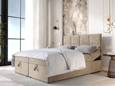 Obrázek produktu pro Čalouněná boxspringová postel 120x200 RAHIFA - hnědá