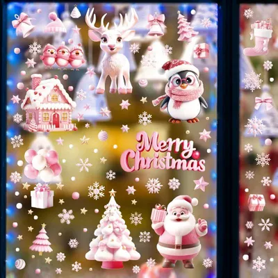 Weihnachts-Fensteraufkleber, 9 Stück, 30x20 cm, PVC, wiederverwendbar