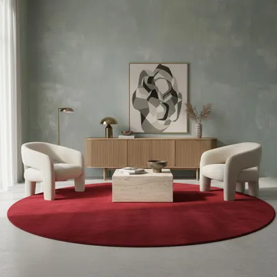 Teppich Kurzflor Uni-Farbe Microfaser Antirutsch Wohnzimmer waschbar_Rund_#sku_BARKSKY1201205400RED-BARKSKY1601605400RED-BARKSKY2002005400RED#
