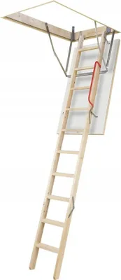 Immagine prodotto di Scala per soppalco in legno 70x120 cm, botola bianca + corrimano