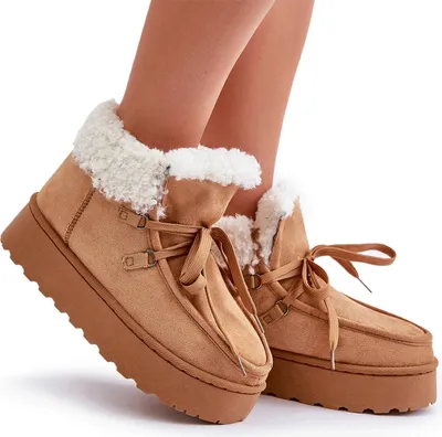 Zdjęcie produktu dla Śniegowce Damskie Na Platformie Z Futerkiem Typu Branek Camel Ciabellae 38