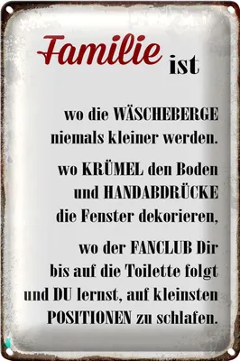 Produktbild von Blechschild Spruch 20x30cm Familie ist wo die Wäscheberge