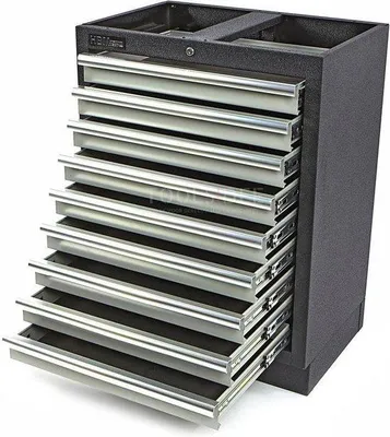Produktbild von Professionelle Werkzeugbox 9 Schubladen Grau 68 x 46 x 91 cm Gepanzert Stahl