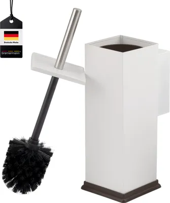 Produktbild von WC-Garnitur mit Wandhalterung, weiß eckig