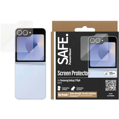 Obrázok produktu pre PanzerGlass SAFE. by ® Screen Protector Samsung Galaxy Z Flip6 | Classic Fit, Samsung, Samsung - Galaxy Z Flip6, Suché aplikovanie, Odolné proti poškriabaniu, Odolný proti nárazom, Priehľadná, 1 kusov