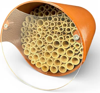 Produktbild von Insektenhotel, Wildbienen-Nisthilfe für Garten, mit Bambus-Nisthöhlen, braun, Vogelschutz