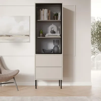 Immagine prodotto di Zanica - Vetrina, 60x40x185h cm Beige, 2 Ripiani