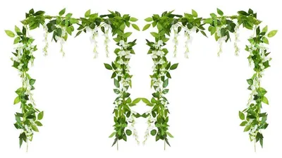 Productafbeelding van Kunstbloemengordijn met boekenbloemen, 2 stuks, 180 cm, wit, van zijde en kunststof