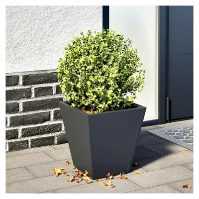 Produktbild von Pflanzkübel Anthrazit 30x30x30 cm aus Stahl für Blumen im Garten, auf dem Balkon oder der Terrasse