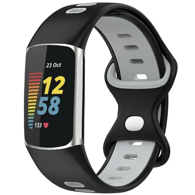 Produktbild von imoshion Silikon Sport⁺ Armband für Fitbit Charge 5 / 6 - Black / Grey