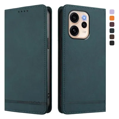 Image de Housse pour Oppo Reno15 Pro,Polyuréthanerétro en cuir avec étui à rabat et poche pour carte et magnétique vert