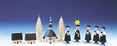 Produktbild von Tischdekoration Kurrende mit Kirche bunt  Größe 10 cm NEU