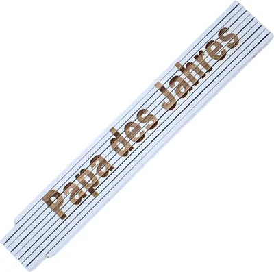 Produktbild von Zollstock Maßstab dauerhafte Laser Gravur Spruch Papa des Jahres weiß