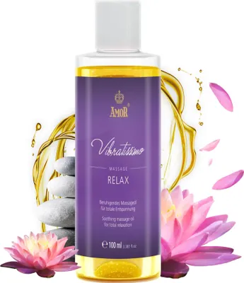 Image de Huile de massage Vibratissimo Relax 100 ml - Mélange de parfums profondément relaxant - Apaisant, anti-stress, relaxant et lubrifiant, huile d'amour