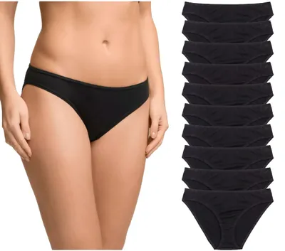 Produktbild von 10er-Pack Damenslips Sophia Slip im Multipack aus Baumwolle Unterhosen schwarz, Gr. 36/38