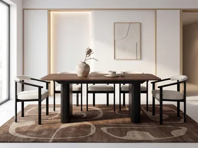 Produktbild von Ausziehbarer Rechteckiger Esstisch – XXL Modernes Design mit Schwarzem Metallgestell – für 10-14 Personen, 200 x 90 / 300 cm – Walnuss Braun