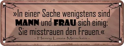 Produktbild von vianmo Blechschild 10x27 cm Mann und Frau misstrauen Frauen Spruch Zitat