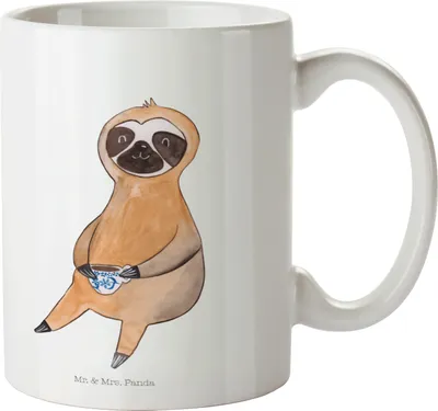 Produktbild von Mr. & Mrs. Panda Teetasse Faultier Kaffee - Weiß - Geschenk, Tasse, Coffee, Coffeeaddict, Kaffeetasse, Kaffeebecher, Pott, bedruckt, Coffeelover
