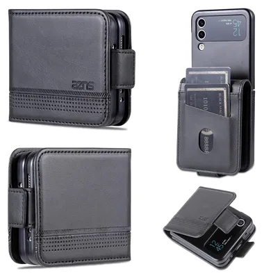 Obrázek produktu pro Kožené pouzdro Galaxy Z Flip4, flipové pouzdro s magnetickým zavíráním a stojánkem pro Samsung Galaxy Z Flip 4 5G Black