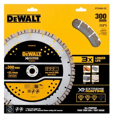Obrázok produktu pre DEWALT 300 mm ELITE SEGMENTOVANÝ DIAMANTOVÝ KOTÚČ NA UNIVERZÁLNE POUŽITIE