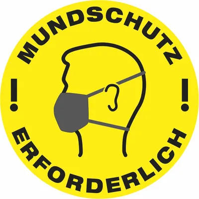 Produktbild von Fußboden-Aufkleber "Mundschutz" (30x30cm) GELB