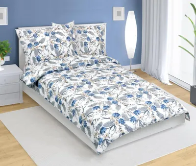 Zdjęcie produktu dla Pościel krepowa – niebieska – 140 x 220, 70 x 90