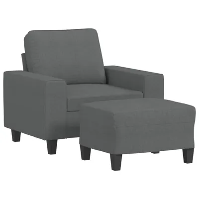 Produktbild von Sessel mit Hocker Dunkelgrau 60 cm Stoff