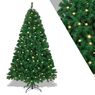 Immagine prodotto di Jopassy LED 210CM Albero di Natale Artificiale Verde PVC Aghi Albero decorativo per la decorazione di Natale con luci fiabesche, con 1200 punte