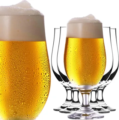Produktbild von PLATINUX Bierpokale 300ml (max. 400ml) Set 6-Teilig Biergläser aus Crystalline Glas Bierkelche Biertulpen 0,3L