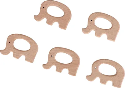 Zdjęcie produktu dla 5 sztuk drewnianych gryzaków dla niemowląt DIY akcesoria z naturalnego drewna (słoń)