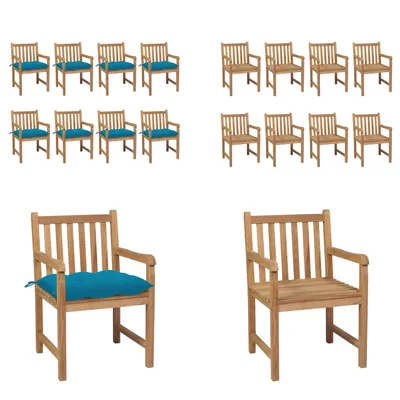 Produktbild von vidaXL Gartenstühle 8 Stk. mit Hellblauen Kissen Massivholz Teak - Gartenstuhl - Gartenstühle - Gartensessel - Holzstuhl