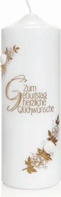 Produktbild von INNA-GLAS Spruchkerze MAVERICK, verziert, weiß-gold, 22cm, Ø7,8cm - Germany - Geburtstagskerze