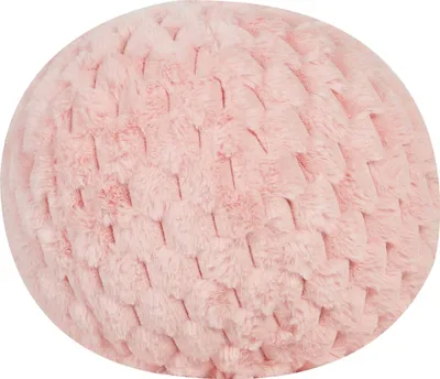 Produktbild von BELIANI Dekokissen Rosa Kunstfellbezug mit Füllung Geometrisches Muster Rund Ballform ⌀ 30 cm Modern Sofakissen Zierkissen Wohnzimmer Schlafzimmer Deko