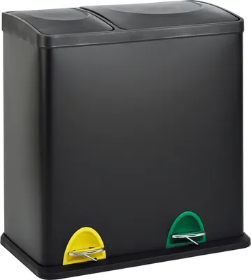 Image de SVITA TC2Combo35 Poubelle 35 litres 12+23l Poubelle à pédale système de tri cuisine noir