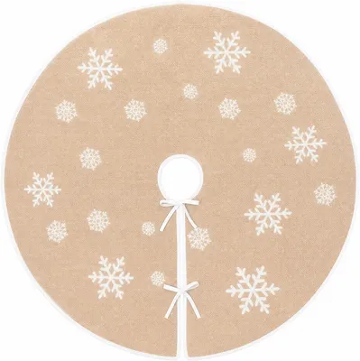 Productafbeelding van Kerstboomrok met sneeuwvlokkenprint, diameter 90 cm, rond, voor kerstdecoratie