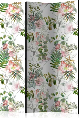 Produktbild von 3-teiliger Einseitiger Vlies Paravent - Beautiful Garden 135x172 cm Blumen b-B-0318-z-b