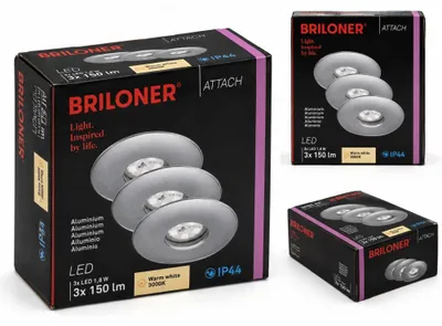 Produktbild von Briloner LED Einbauleuchten 3er Set Aluminium 1,8W 150lm 3000K IP44 7240-039