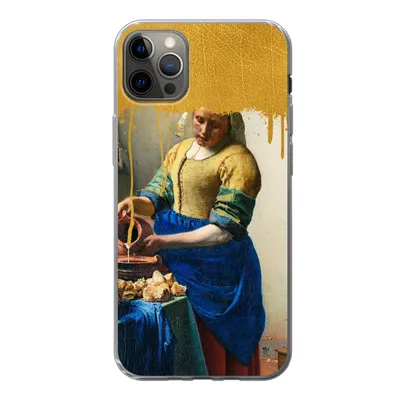 Produktbild von MuchoWow® Handyhülle Schutzhülle Hülle für iPhone 13 Pro Max Milchmädchen - Gold - Alte Meister Silikon Softcase Handy Hülle - Mobiltelefon