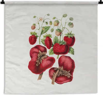 Produktbild von MuchoWow® Wandteppich Wandbehang Erdbeeren - Obst - Lebensmittel 60x60 cm Tapisserie Dekoration Wandtuch - Dekorationen - Wand Decke