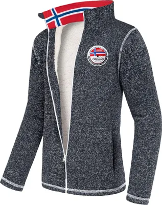 Produktbild von Nebulus Fleecejacke mit Teddyfell FALLOU Herren, warme Fleece Jacke, mit langem Full-Zip Reißverschluss, P5499 - Herren, navy meliert, L