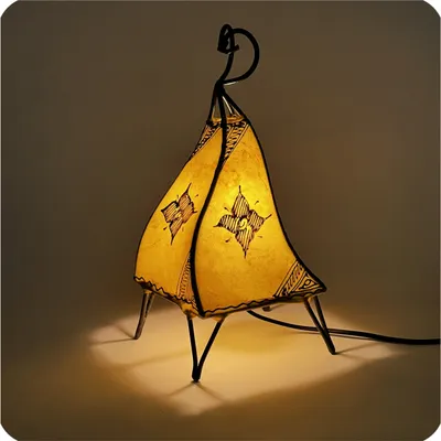 Produktbild von Orientalische Lampe Hennalampe marokkanische Lederlampe Tischleuchte Stehleuchte Mellah Orient 35-38 cm, gelb
