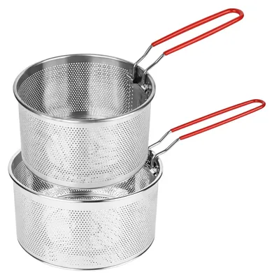 2er-Set Edelstahl-Pastasiebe mit abnehmbarem Griff