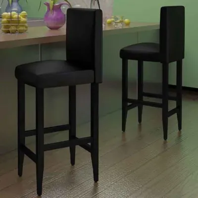 Image de vidaXL Tabouret de bar 2 pcs. noir similicuir