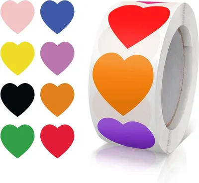 Productafbeelding van Hartstickers, zelfklevend, 8 kleuren, 500 stuks, 25 mm, voor scrapbooking