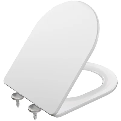 Produktbild von Toilettendeckel D Form WC-Sitze, Schwerer Toilettensitz mit Absenkautomatik Weiß, Klobrille abnehmbar, einfache Montage, PP Material, KUTAS