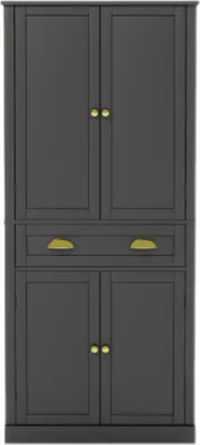 Produktbild von Lagerschrank 182 cm Schwarz Aufbewahrungsschrank 4 Tueren 1 Schublade 2 Tueren Ablageflaechen 6 Staufaecher 4 Ablageflaechen Esszimmerschrank Sideboard